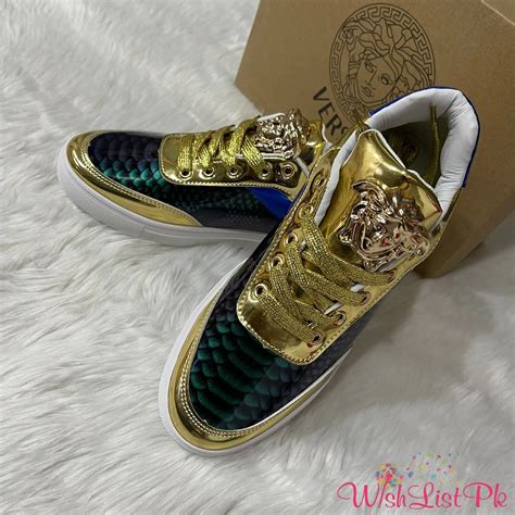 versace shoes blue and gold|Versace shoe price.